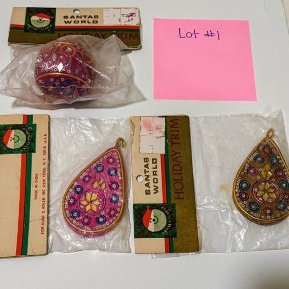 #1 Vintage Kurt S. Adler Beaded Ornaments Lot of 3 (New Old Stock)